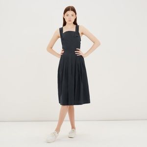 Maison Kitsune iris open back midi dress in navy size 36